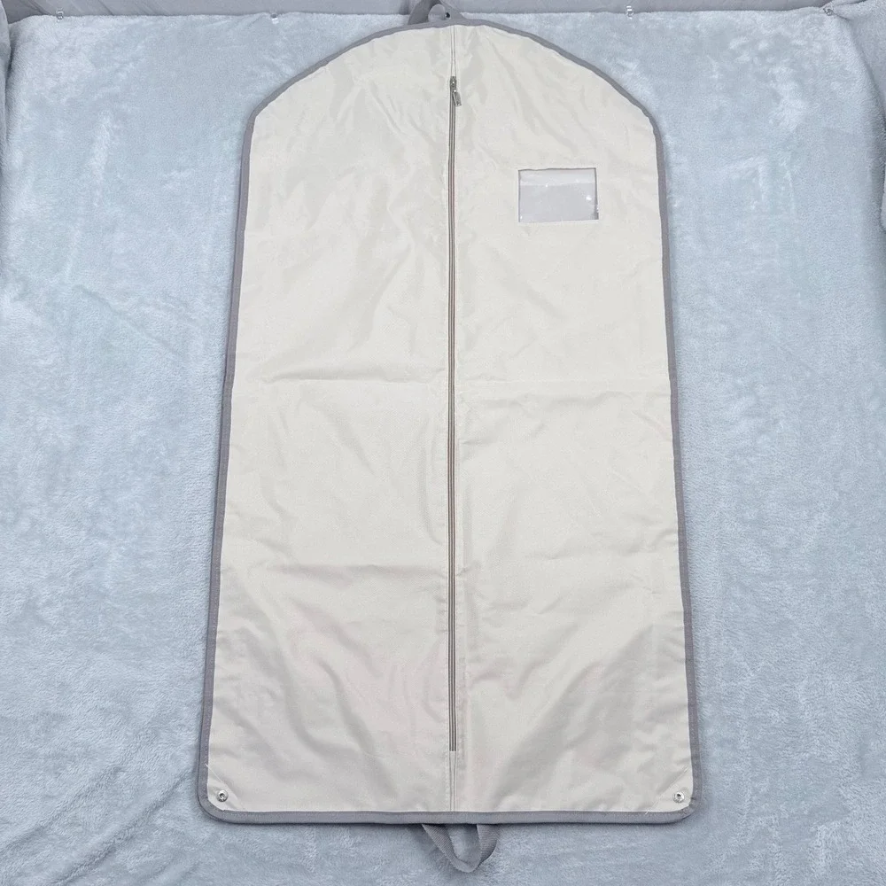 Brioni Garment Bag Cream Grey Logo Hanging Folding Suit Carrier Travel Cover 072